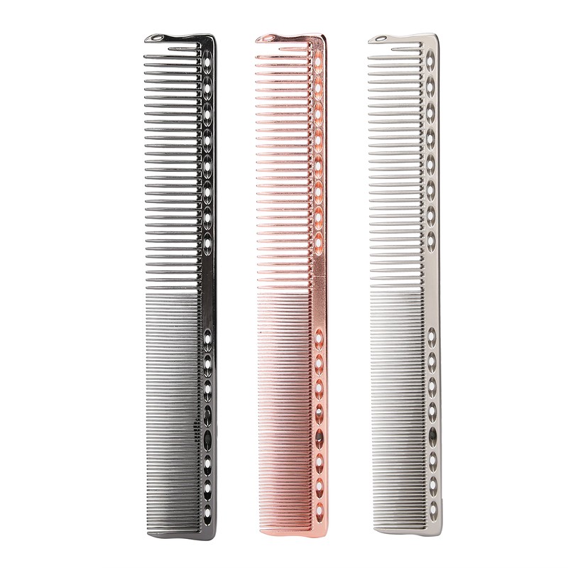 3pcs Space Aluminum Comb Set AntiStatic Wide Fine Tooth Hair