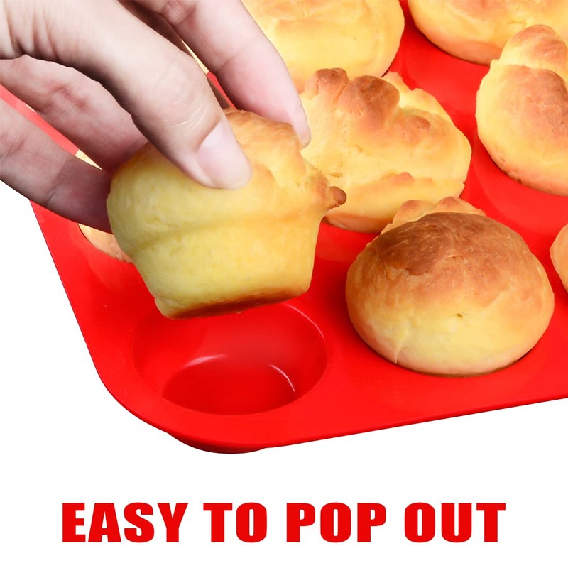 CAKETIME Silicone Muffin Pan, Mini Muffin Pan, Regular 12 Cups