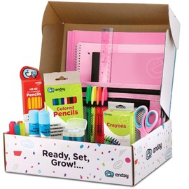 Enday Back to School Supplies for Kids, Pink School Supply Box Grades K-5, Pr...