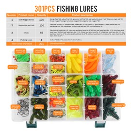 Pure Vie Fishing Topwater Lures Kits Mixed Universal Artificial Soft Baits Tackle Including Crankbaits, Spinnerbaits, Plastic Worms, Frogs, Hooks, Tackle Box - Freshwater Saltwater Fishing Equipment