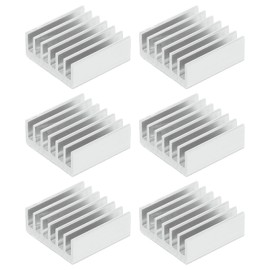PATIKIL Heatsink 14x14x6mm, 6 Pcs Aluminum Cooler Radiator Heat Sink with Thermal Blue Sticker for Raspberry Pi Chip CPU Power Transistor FET IC Power Amplifier, White