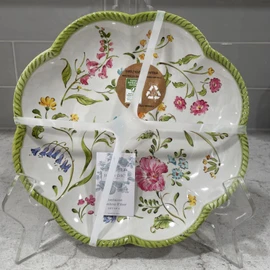 Shabby Chic Set 4 Scalloped 11” Dinner Plates Melamine Shabby Chic Easter Spring Floral NEW