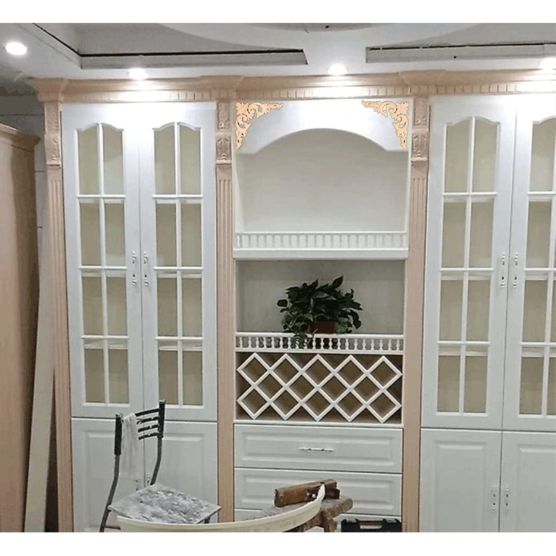 Zerodis 4 stücke Holz Geschnitzte Möbel Appliques Ecke Onlay Applique