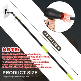 Gisafai 3.6 ft-11.48 ft Readerboard Sign Letter Change Arm Marquee Sign Letter Change Arm with Cup for Changing