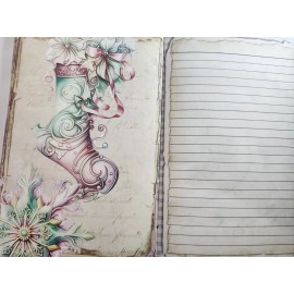 Handmade Junk Journal Booklet "PASTEL CHRISTMAS 2" Christmas Pink Holiday Ephemera