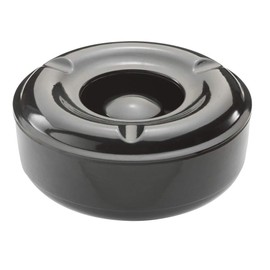We Can Source It Ltd - Melamine Windproof Ash Tray Black with 3 Resting Dents - Ash Tray with Lid for Indoor
