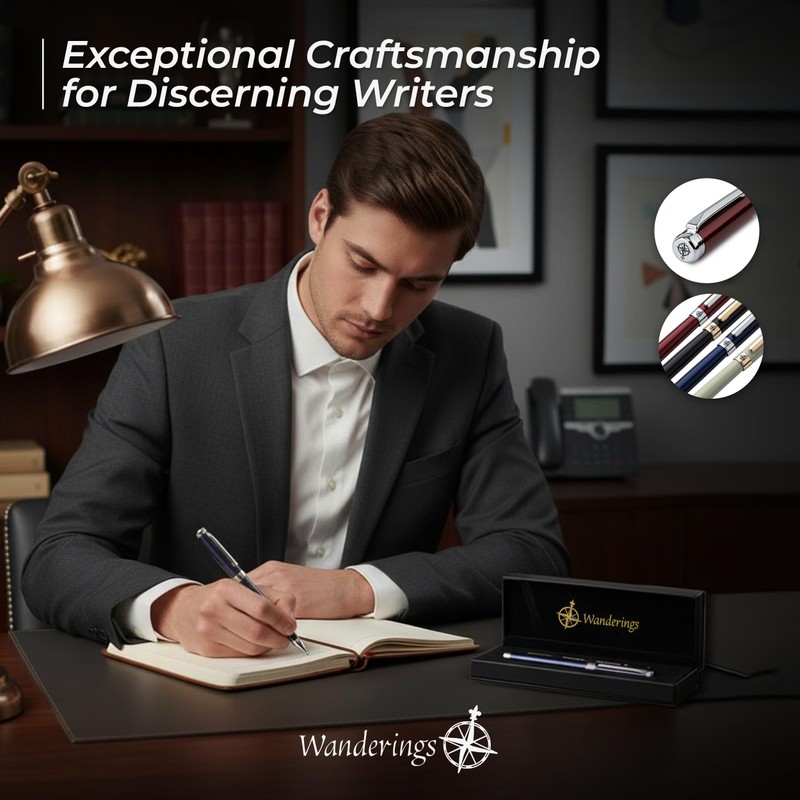 WANDERINGS Premium Rollerball Pen with German Ink – Perfectly Balanced