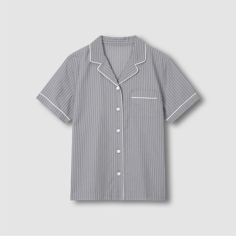JAJU [JAJU] Women's Light Cotton 7/8 Pajama Set_Light Gray
