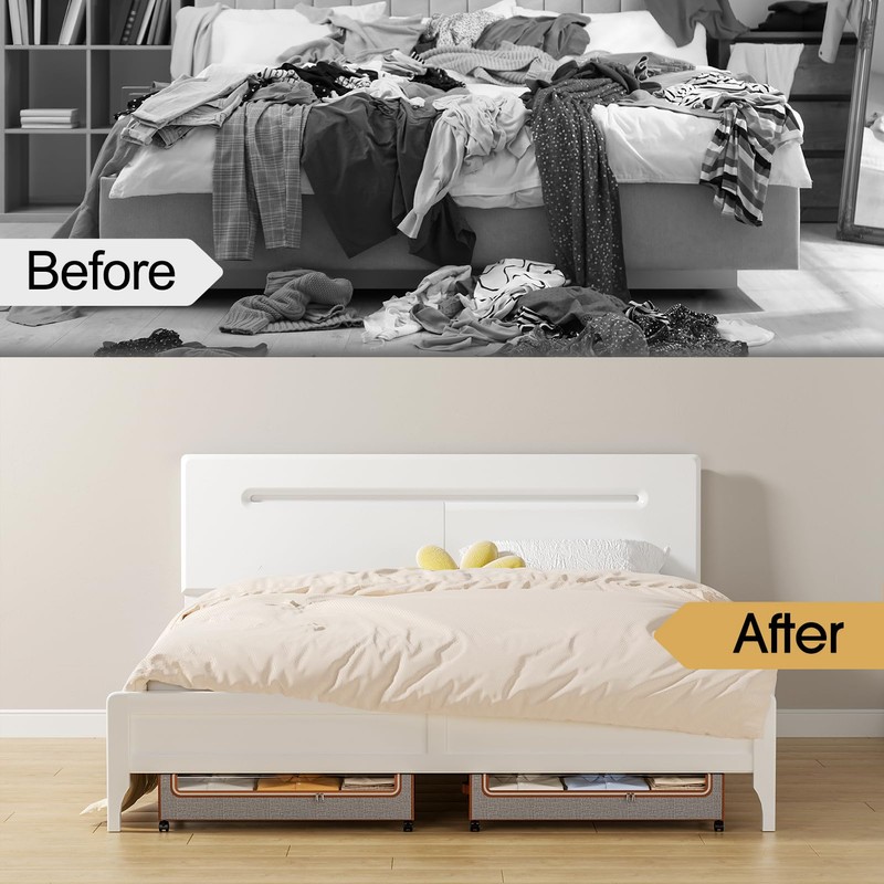 Yecaye Under Bed Storage with Wheels, 4 Pack Under Bed