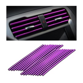 KHGUZ 20PCS Car Air Conditioner Decoration Strip, Waterproof Vehicle Air Vent Outlet Decorative Protection Trim, Bendable Auto Interior Decor Accessories, Universal for SUV, Truck, RV (Purple)