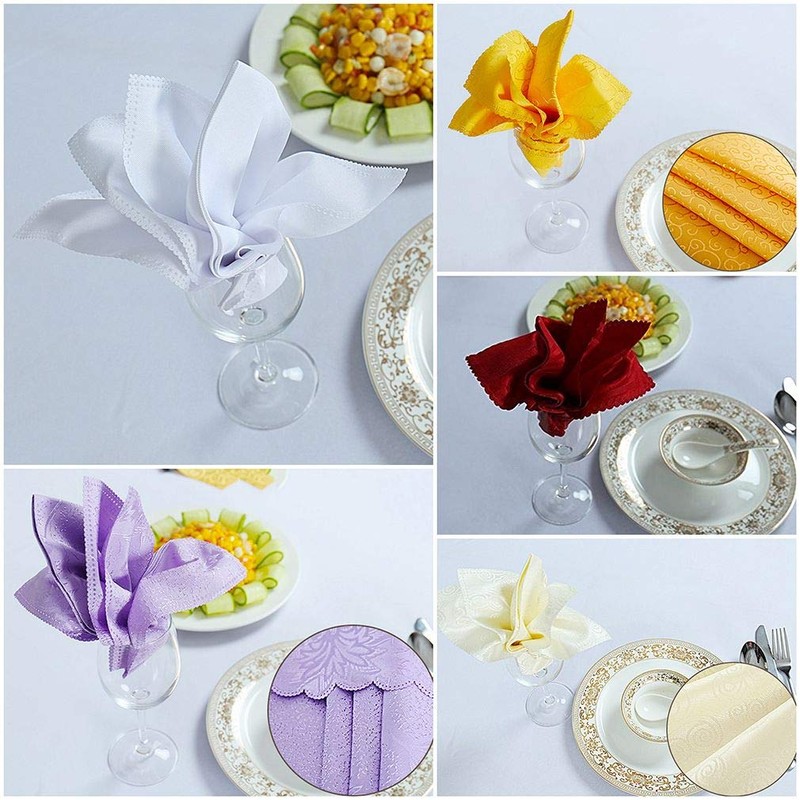 YiyiLai Jacquard Table Napkins Hotel Restaurant No Napkin Rings Navy