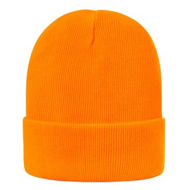 Zando Orange Beanie Hat Womens Satin Lined Beanie for Women Warm Beanies Womens Winter Orange Beanies Knit Hats for Women Unisex Cuffed Skull Caps for Men Thick Satin Lined Winter Hats for Women Men