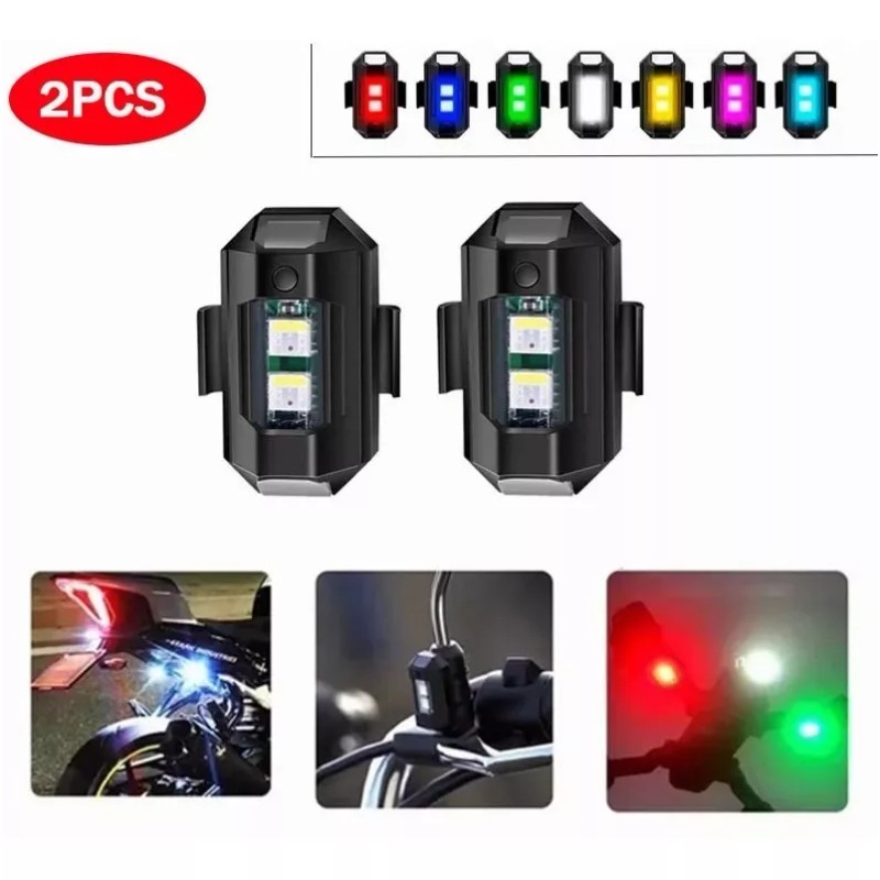 Mini Luz Led Estrobo Funciones Fija Moto Bici Auto 2pcs