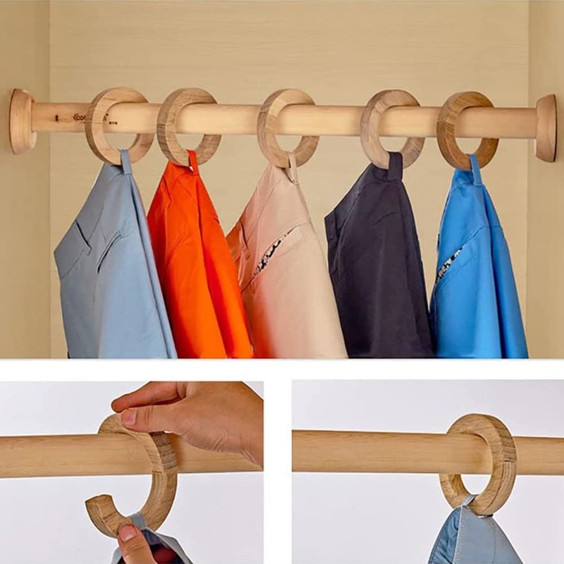 DFsucces Set of 2 Magnetic Wooden Ring Shaped Curtain Tiebacks