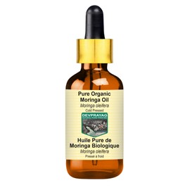Devprayag Pure Moringa Oil (Moringa oleifera) with Glass Dropper Natural Therapeutic Grade Cold Pressed 50ml (1.69 oz)