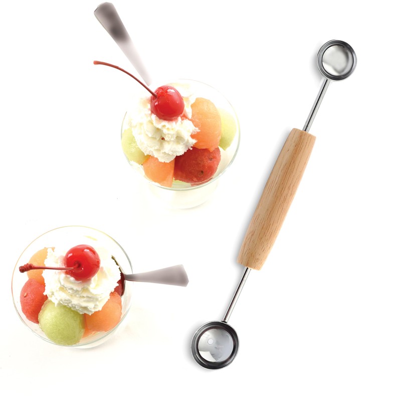 Norpro Double Melon Baller w/Wood Handle, 8 In.