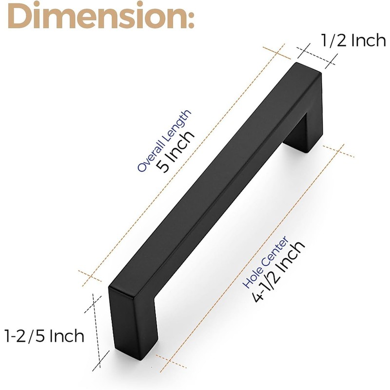 Ravinte 30 Pack 4-1/2 Inch Kitchen Square Cabinet Handles Matte