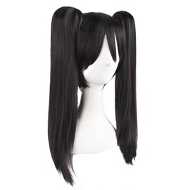 MapofBeauty 20"/50cm Double Tail Straight Hair Cosplay Wigs(Black)