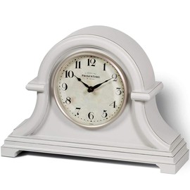 Presentime & Co. Vintage Farmhouse Mantel Clock Series, Napoleon Desk & Shelf Clock, 13 x 10 inch, Domed Lens, Quartz Movement, Gray Cream Finish (Home Decoration/Tabletop Decoration)
