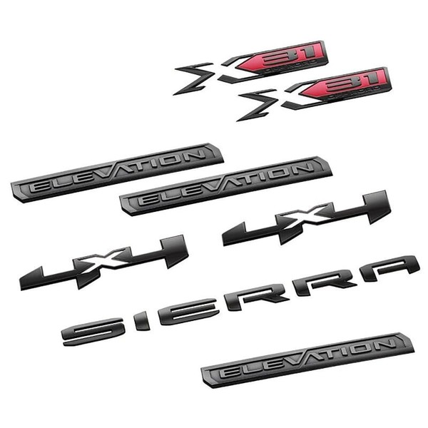 8Pc Set 2019-2023 Sierra Elevation Edition Black Out Emblem Package