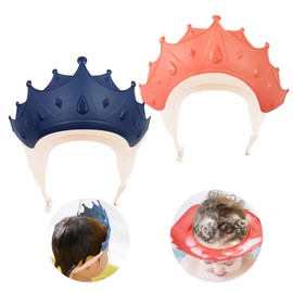 Pack of 2 Baby Shower Cap, Crown, Soft Children's Shower Cap, Children's Shampoo Cap, Children's Crown Hair Washing Cap, Child Protection Crown, Adjustable Eyes from Water and Shampoo, Protects for