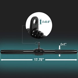 Yes4All Black Revolving Straight Bar with Diamond Knurl Handle, 880 LB Capacity Tricep Press Down Bar & LAT Cable Attachment for Row Machine & Cable Machine, Home Gym Straight Tricep Bar