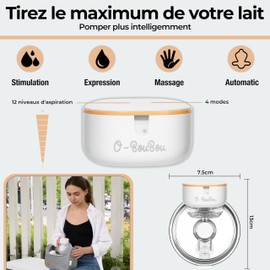 2 elektrische Milchpumpe, Freisprecheinrichtung, aus Silikon, mit langer Lebensdauer – 12 Stufen & 4 Modi – tragbare elektrische Milchpumpe – 24 mm Flansche + 4 Flanscheinsätze (19/21 mm), BPA-frei, 2