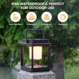 Outdoor Table Lamp Touch Control, Waterproof Solar Powered LED Table Lantern 3000K 4500K 7000K Color Temperature Adjustable & 3 Brightness Levels, Rechargeable Table Light for Outside Porch Patio