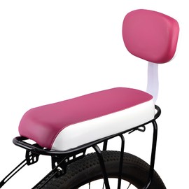 SHEKAKO Kid's Bike Cushion Seat, Bicycle Backrest, PU Leather, Comfort Rack Mountain Seat (White, Wine Red)