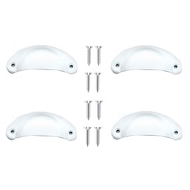 Lansonee 4 Pcs Half Moon Shaped Shell Handles,Kitchen Cabinet Drawers,Suitable for Cabinets,Drawers,Dressing Tables,Etc-White