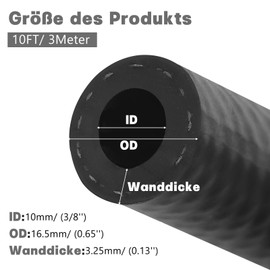 3 Metre Petrol Hose, Fuel Hose, 10 mm Inner Diameter, Diesel Hose, Hydraulic Hose, Oil Hose, Fuel Line for Truck, Car, Tractor, Motorcycle, Small Engines (3 m, 10 mm ID)