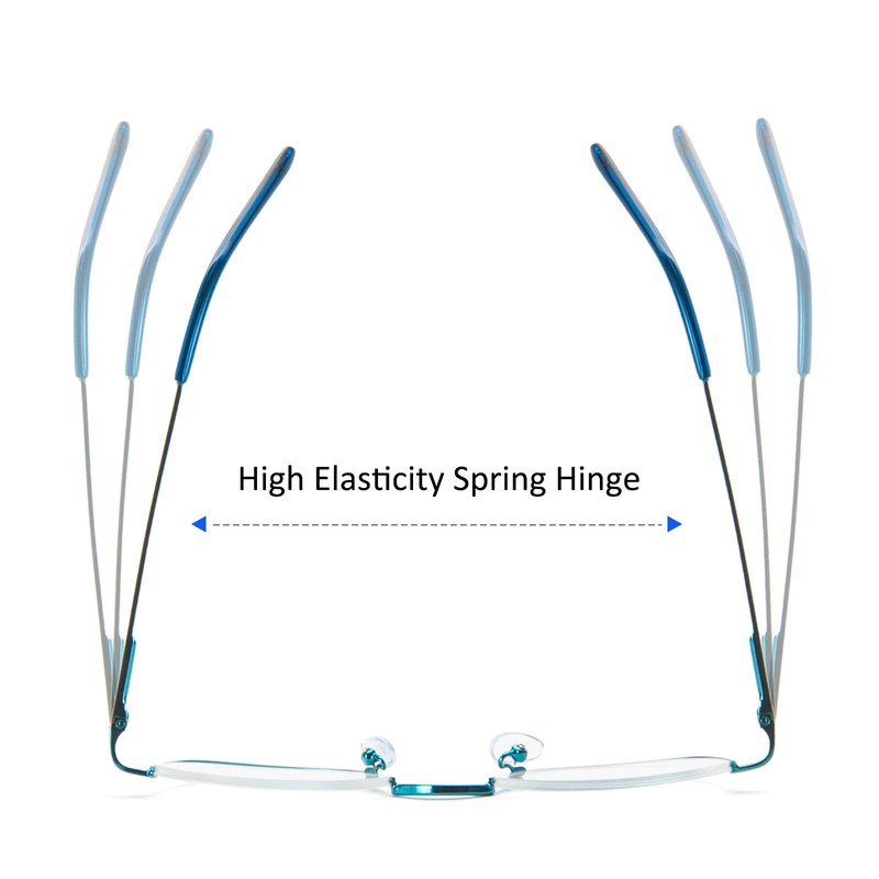 Half Reading Glasses - 2 Pairs Half Rim Metal Frame