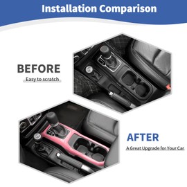 RT-TCZ for Jeep JL Gear Shift Cup Holder Panel Trim Cover for Jeep Wrangler JL JLU 2018 up for Gladiator JT 2020 up Pink Interior Accessories