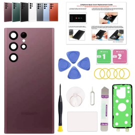 GREEN FUSION Back Cover Replacement for Galaxy S22 Ultra Series (Burgundy)