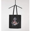 Autiga® Jute Bag Anchor Flowers Cotton Bag Shopping Bag Black