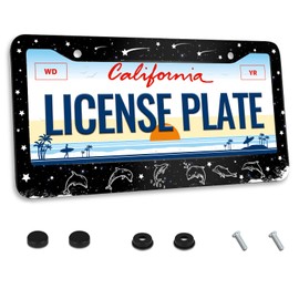 Dolphin License Plate Frame Animal License Plate Frames Star Design for Car Decorative Parts Stainless Steel License Plate for Standard Us Canada License Plate Holder Unisex 12x6 Inch