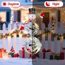 Christmas Snowman Outdoor Decorations, 36" Christmas Wind Spinner, Large Metal Wind Sculpture for Garden Lawn Party