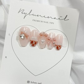 Bonbon Chocolat Handmade Nail Tips Nail Tips - Short Coffin / 봉봉 쇼콜라 수제네일팁 네일팁 - 숏코핀