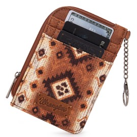 Montana West Wrangler Aztec Card Wallet for Women Western Credit Card Holder for Women Credit Card Wallet with Zipper Pocket WG130-W005BR