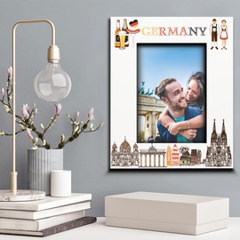 BELLA BUSTA-Germany Theme Picture Frame-Wedding, Honeymoon, Vacation, Family Reunion- UV Print Berlin, Munich, Frankfurt Symbols Design (5x7 Vertical)