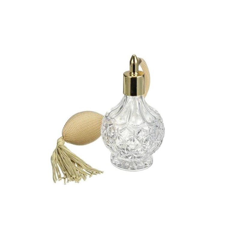 BOGZON 80ml Clear Crystal Vintage Style Perfume Bottle Gold Long
