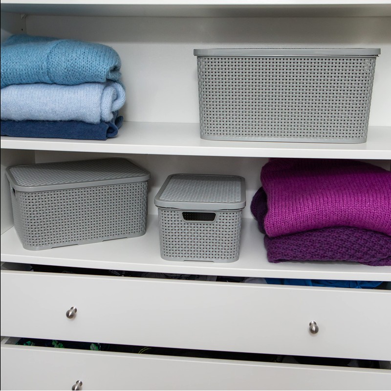 BranQ - Home essential Set of 3 Plastic Rattan Baskets