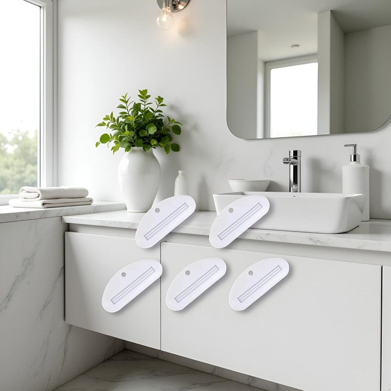 5Pcs White Toothpaste Squeezer,Plastic Toothpaste Tube Squeezer Dispenser,Toothpaste Clips for