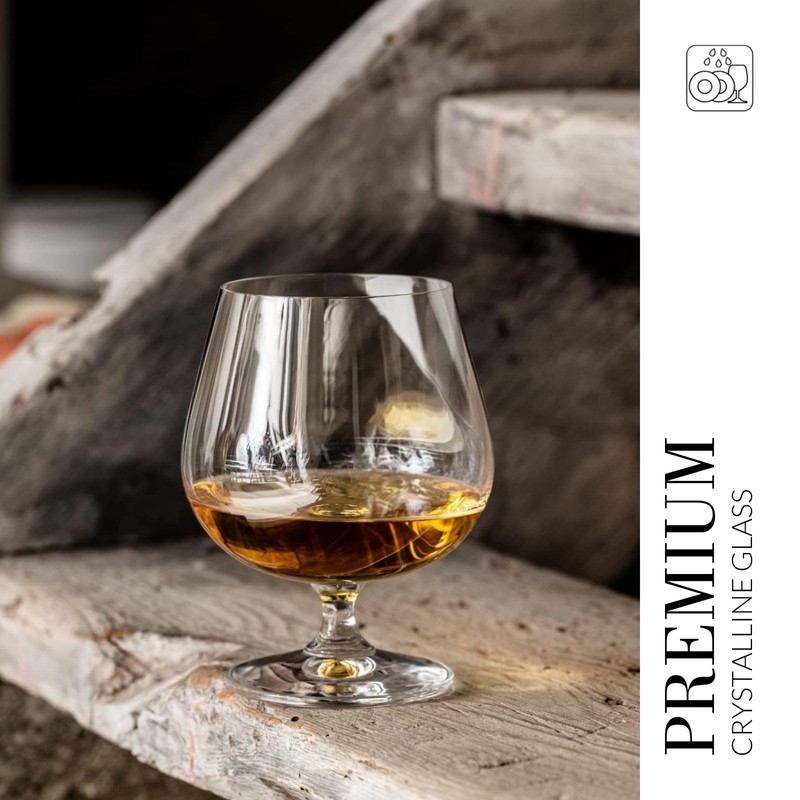 Krosno Brandy Cognac Snifter Glasses, Set of 6, 16.2 oz,