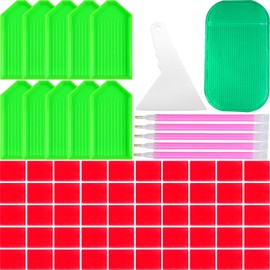 QYING 68PCS 5D Diamond Painting Tools and Accessories Kits,with Diamond Painting Trays and 28 Girds Storage Box,Diamond Art Pens and Tweezers Glue for DIY Art Craft