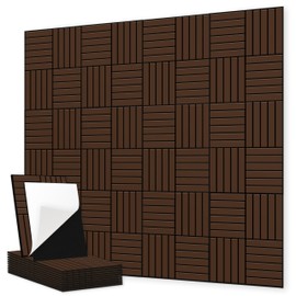 12 Pack Felt Acoustic Panels, 16"x12"x0.4" Large Acoustic Wall Panels, Self-Adhesive Sound Absorbing Panels for Recording Studios & Offices, Brown Felt+Black Decorative Acoustic Panels