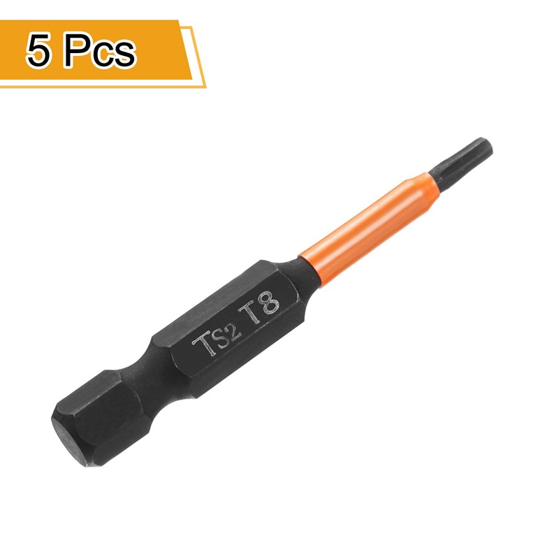 HARFINGTON 5pcs T8 Torx Head Screwdriver Bit 2" (50mm) Long