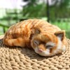 Basuo-9Q Lifelike Sleeping Tabby Cat Figurine - Realistic Curled Up