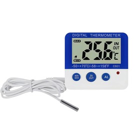 Digital Freezer/Fridge Thermometer, Refrigerator Thermometer with Magnet and Stander Digital Thermometer with LED Alarm Indicator Max/Min Memory Accurate Celsius/Fahrenheit Temperature Display