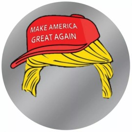Trump MAGA Hat and Hair sticker 2 inch circular transparent QTY 5 for $3